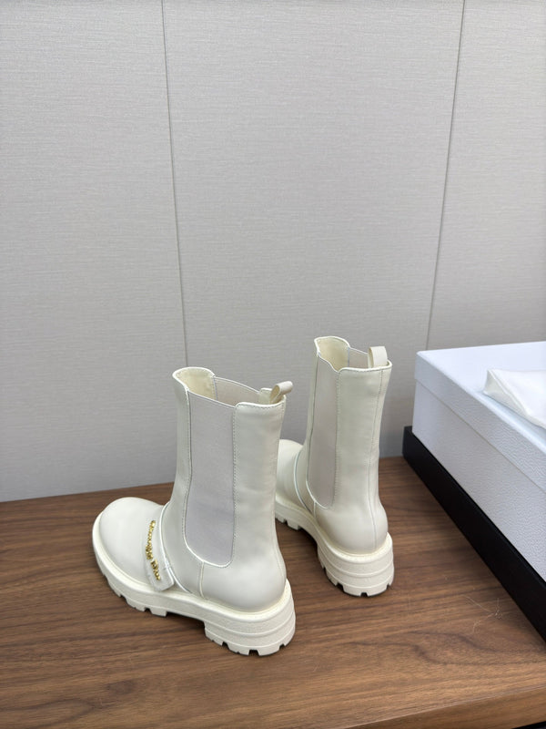 CD D-Quest Ankle Boot 40mm In White Calfskin 112935