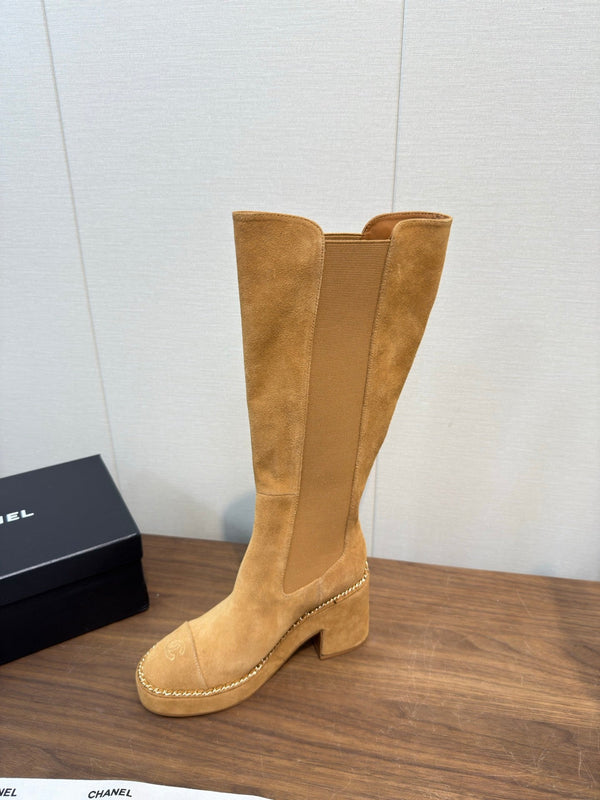 Chanel High Boot Camel Suede 465608