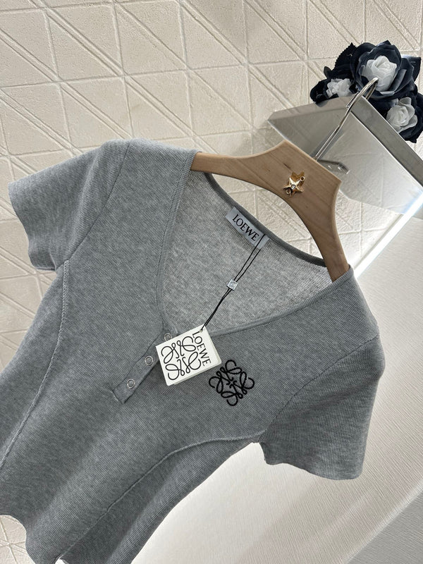 Loewe 25 T-Shirt V-Neck Grey Cotton