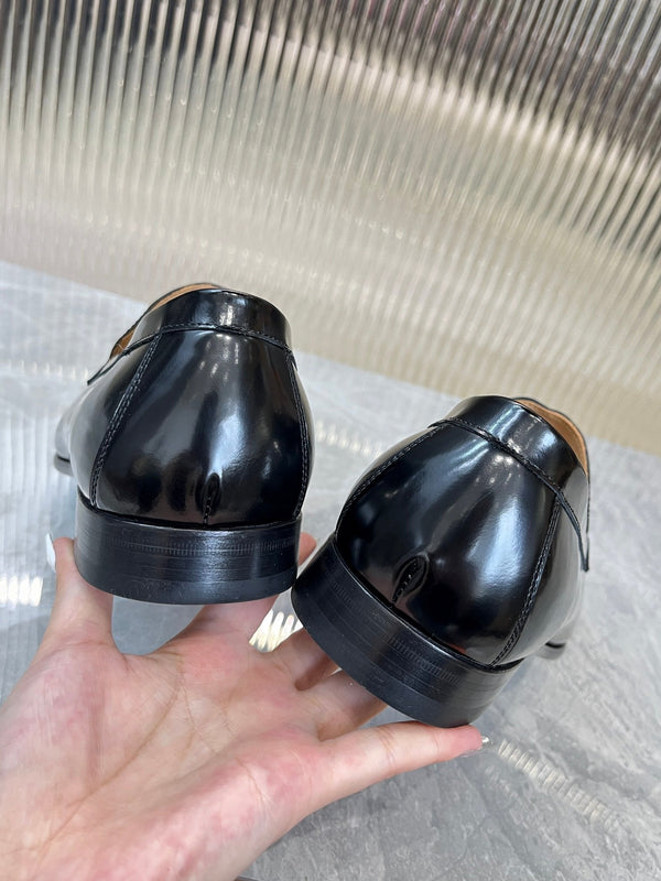 HM H-BUCKLE LOAFER GLOSSY BLACK CALFSKIN