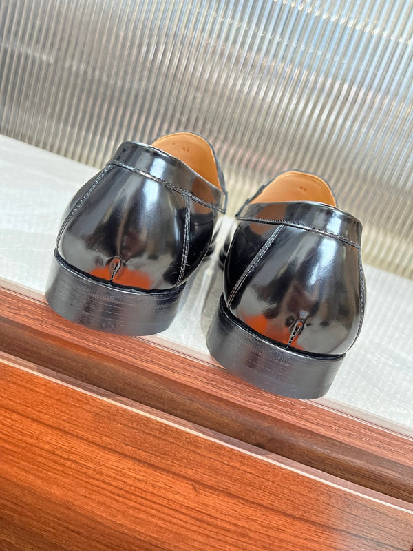 HM SILVER BUCKLE LOAFER BLACK CALFSKIN