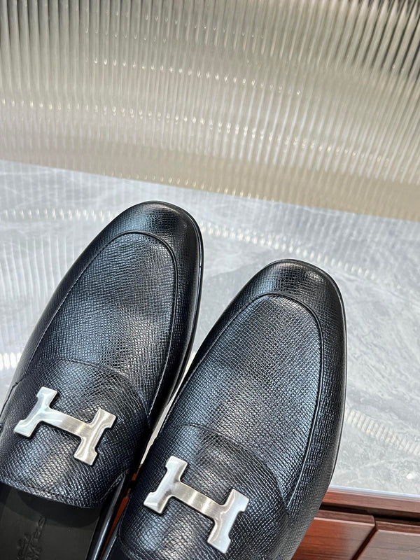 HM H-BUCKLE LOAFER BLACK CALFSKIN