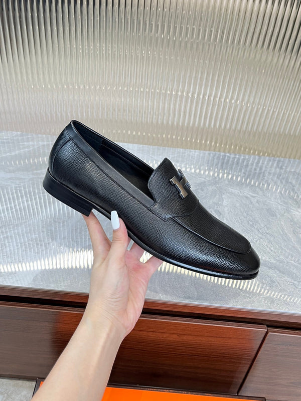 HM H-BUCKLE LOAFER BLACK CALFSKIN