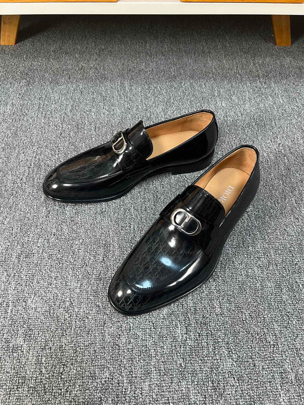 CD SYMBOL GRANVILLE LOAFER  GLOSSY BLACK MONOGRAM LAMBSKIN