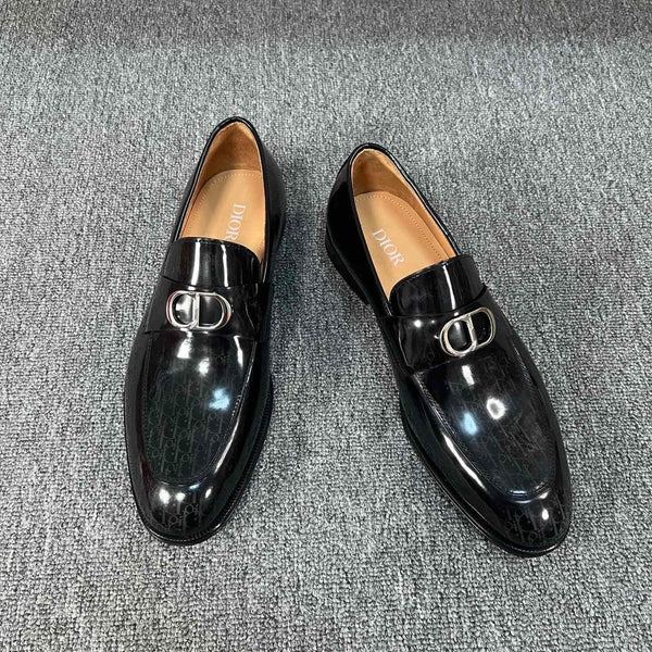 CD SYMBOL GRANVILLE LOAFER  GLOSSY BLACK MONOGRAM LAMBSKIN