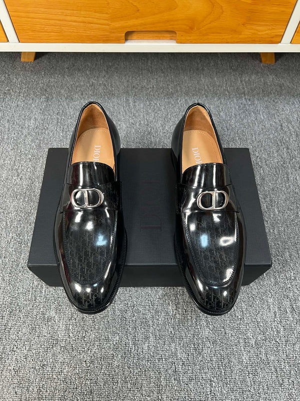 CD SYMBOL GRANVILLE LOAFER  GLOSSY BLACK MONOGRAM LAMBSKIN