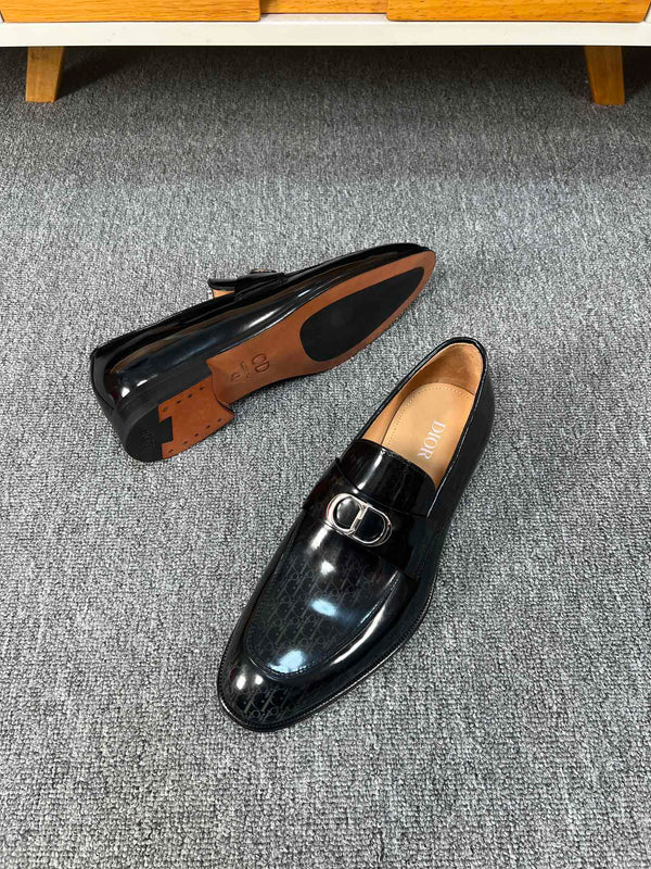 CD SYMBOL GRANVILLE LOAFER  GLOSSY BLACK MONOGRAM LAMBSKIN