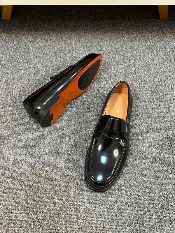 CD GRANVILLE EDGE BEADS LOAFER GLOSSY BLACK CALFSKIN