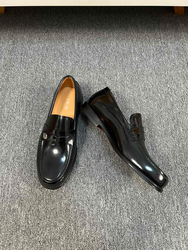 CD GRANVILLE EDGE BEADS LOAFER GLOSSY BLACK CALFSKIN