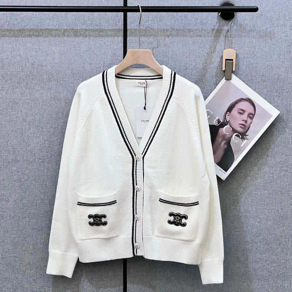 Celine 25 Cardigan White Wool 289190