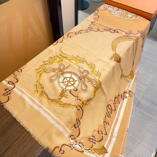 PRINTED SCARF 200 CM IN GOLDEN YELLOW MIX COLORFUL CASHMERE 393003