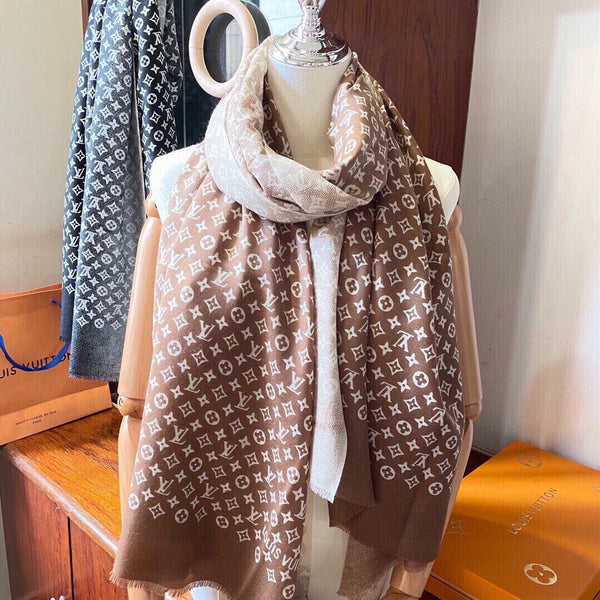 SCIARPA 200 CM IN PERU' MARRONE MISTO CASHMERE BIANCO 398522