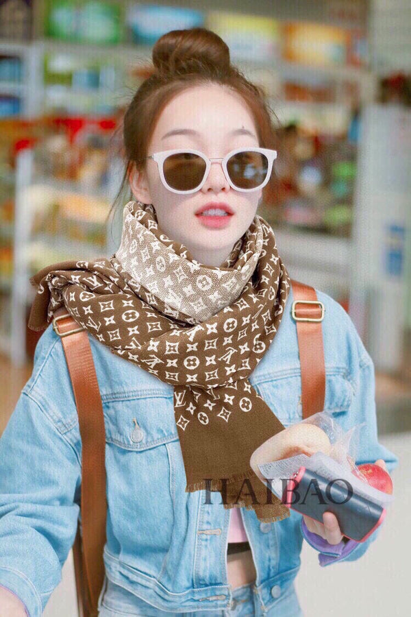 SCIARPA 200 CM IN PERU' MARRONE MISTO CASHMERE BIANCO 398522