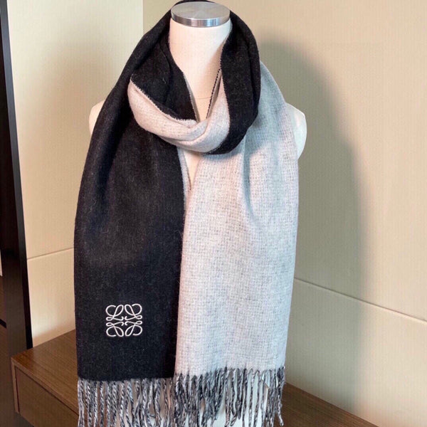 SCIARPA 180 CM IN LANA E CASHMERE BIANCO E NERO 411795