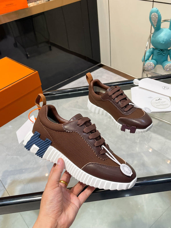 HM Bouncing Sneakers Brown Mesh and Sport Goatskin 531345