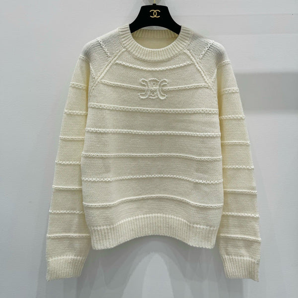 Celine 25 Sweater Ivory White Wool 286414