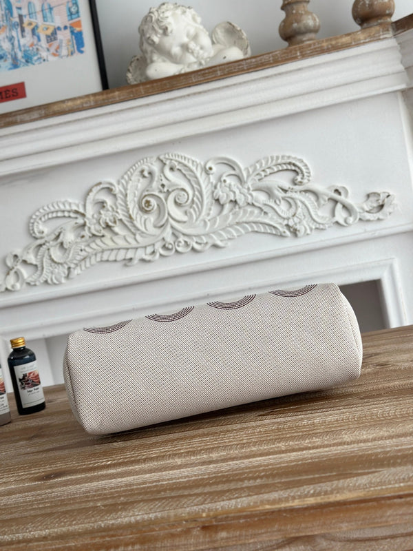 HERBAG ZIP 31 LAQUERED BAG IN OFF-WHITE MIX BROWN H PLUME CANVAS AND BROWN COWHIDE