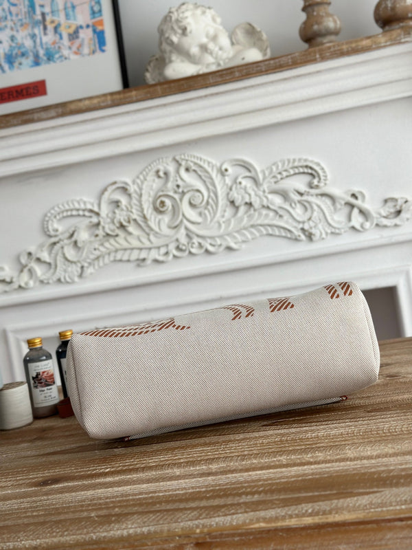 BOLSO HERBAG ZIP 31 RETOURNE BAG IN OFF-WHITE MIX BROWN H VIKING CANVAS AND COWHIDE