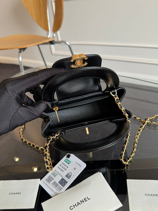 BORSA SHOPPING KELLY 19 IN PELLE DI VITELLO NERA E FERRAMENTA ORO