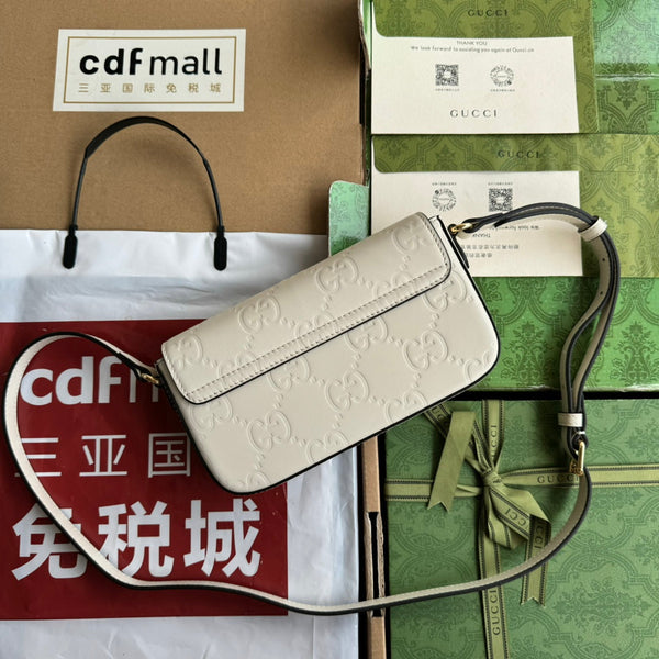 BORSA A TRACOLLA SUPER MINI 21 IN PELLE DI VITELLO GOFFRATA BIANCA