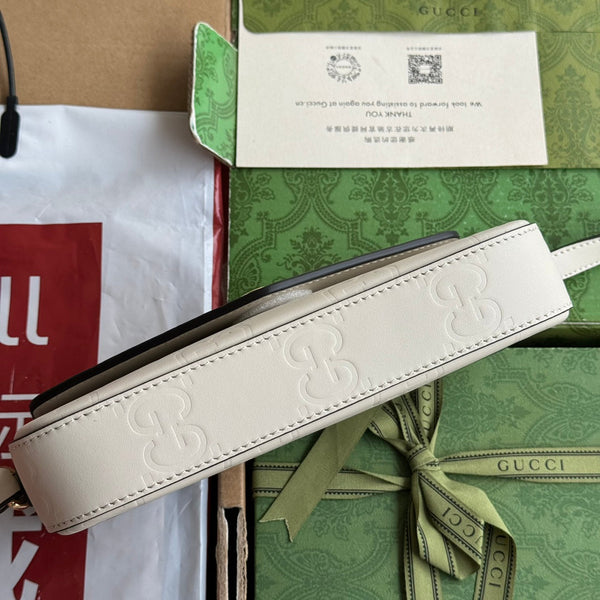 BORSA A TRACOLLA SUPER MINI 21 IN PELLE DI VITELLO GOFFRATA BIANCA