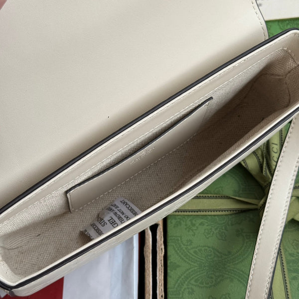 BORSA A TRACOLLA SUPER MINI 21 IN PELLE DI VITELLO GOFFRATA BIANCA