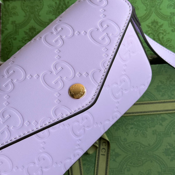 SUPER MINI SHOULDER BAG 21 IN LIGHT VIOLET EMBOSSED CALFSKIN