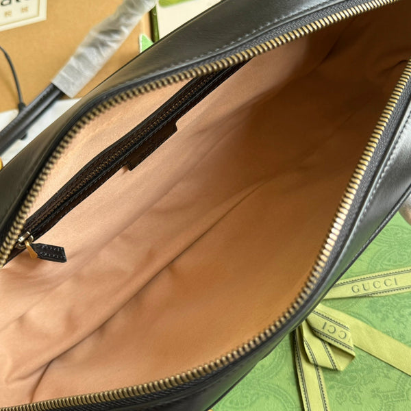 gg marmont medium top handle 35cm black calfskin gold hardware