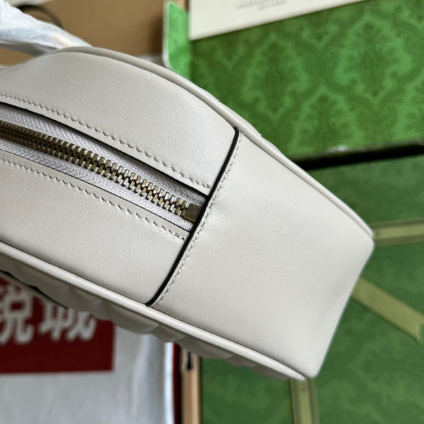 gg marmont medium top handle 35cm cream calfskin gold hardware