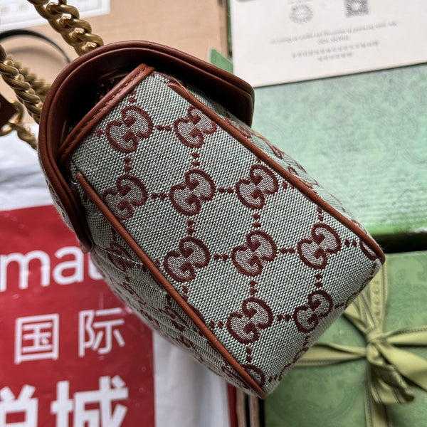 gg marmont 26cm chocolate blue monogram canvas gold hardware