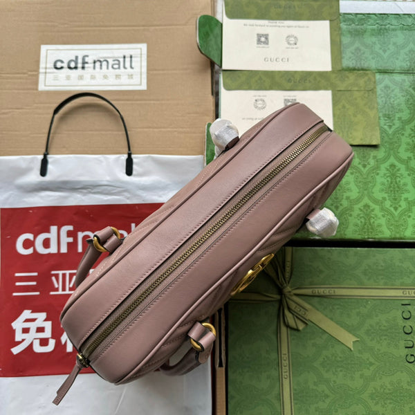 gg marmont medium top handle 35cm nude calfskin gold hardware