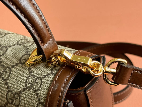 Borsa Gucci Horsebit in pelle marrone mix ebano 239810