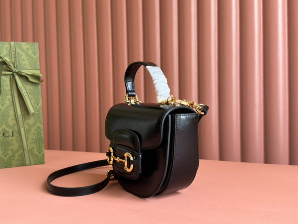 Borsa Gucci Horsebit in pelle nera 239811