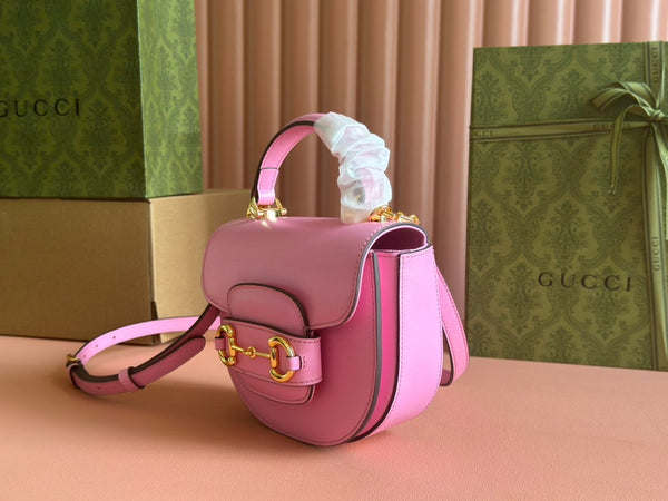 Borsa Gucci Horsebit in pelle rosa 239806