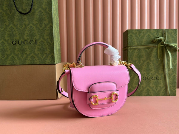 Borsa Gucci Horsebit in pelle rosa 239806