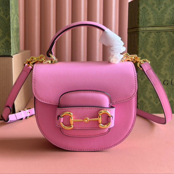 Borsa Gucci Horsebit in pelle rosa 239806