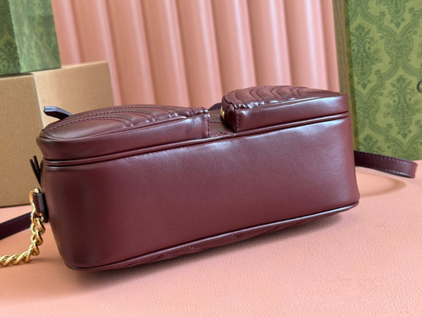 MARMONT SMALL SHOULDER BAG 24 IN WINE RED CALFSKIN GOLD HARDWARE