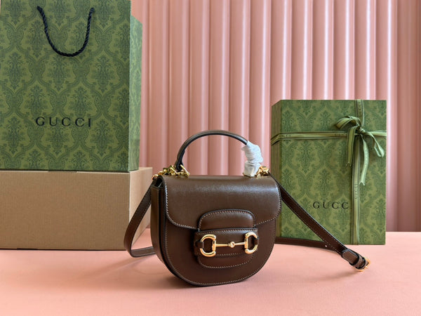 Borsa Gucci Horsebit in pelle marrone 239817