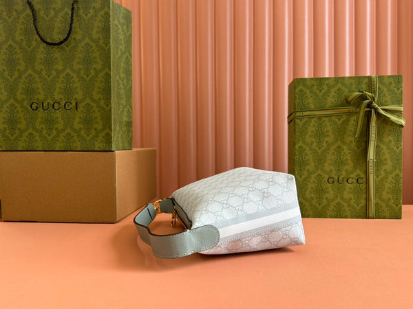 Gucci Ophidia 20cm Bag Blue Gray Canvas 239921