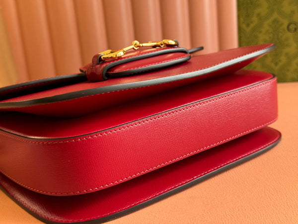 Gucci Horsebit 25 Bag Rosso Ancora Red Leather Canvas 244262