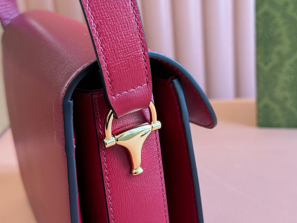 Gucci Horsebit 25 Bag Rosso Ancora Red Leather Canvas 244262