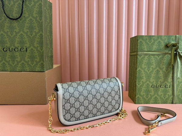 Gucci Horsebit 1995 Bag Ebony mix Beige Canvas 244275