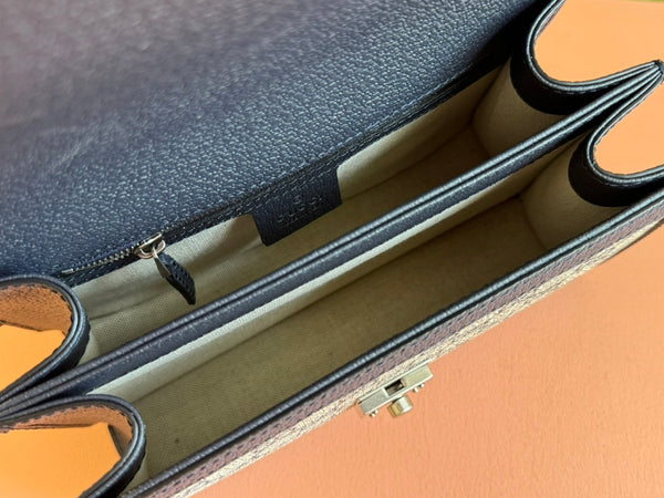 Borsa Gucci Ophidia 25cm in tela nera ebano e pelle 248493