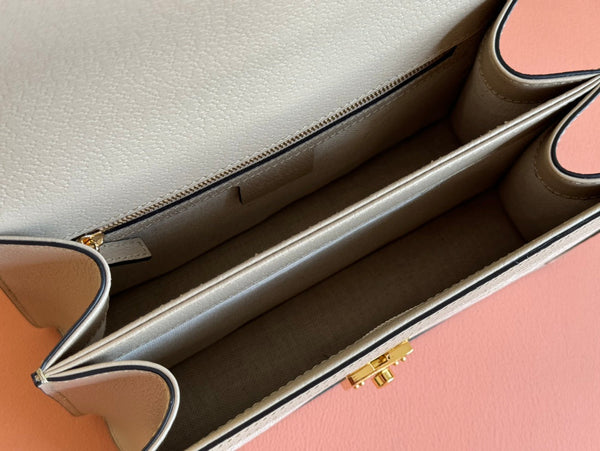 Gucci Ophidia 25cm Bag Beige White Canvas Leather 248494