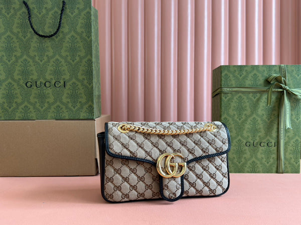 Gucci Marmont Bag 26 Beige mix Brown Canvas 240072