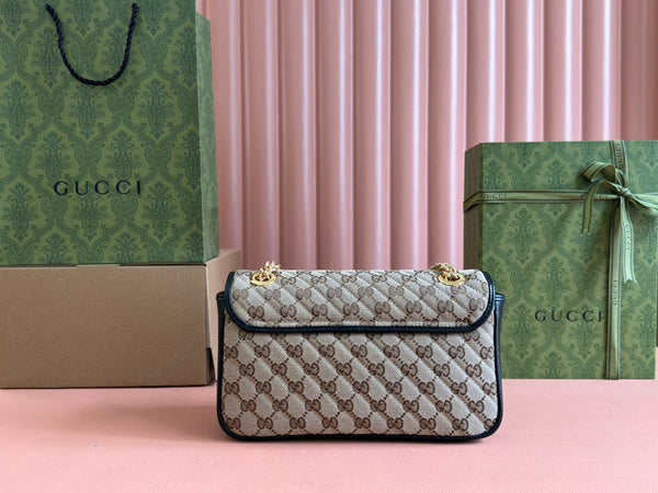 Gucci Marmont Bag 26 Beige mix Brown Canvas 240072