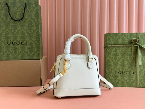 GG Horsebit 1955 Small Top Handle Bag Beige & Dark Brown GG Monogram Fabric 272172