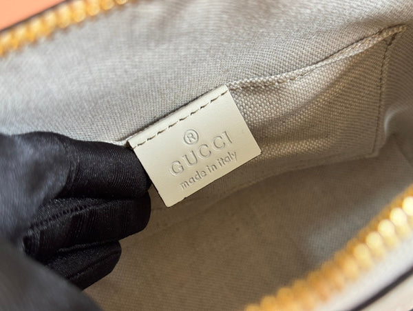 GG Horsebit 1955 Small Top Handle Bag Beige & Dark Brown GG Monogram Fabric 272172