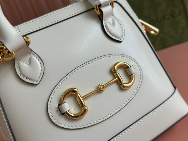 GG Horsebit 1955 Small Top Handle Bag Beige & Dark Brown GG Monogram Fabric 272172