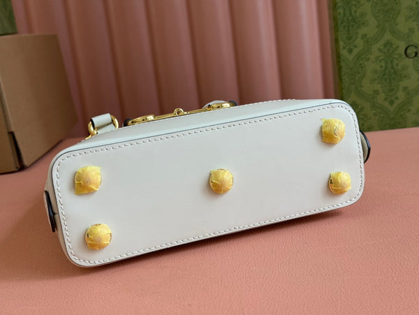 GG Horsebit 1955 Small Top Handle Bag Beige & Dark Brown GG Monogram Fabric 272172